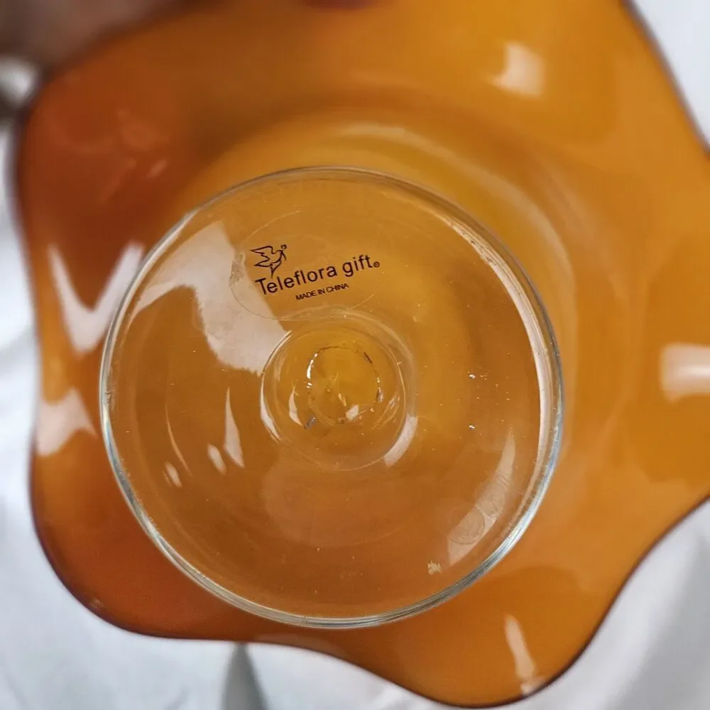 Charming Vintage Telaflora Orange Murano Glass Candy Dish‎ 1960s